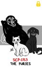 2022 artist_name black_body black_eyes black_fur black_sclera black_text bone canid canine canis cat_tail colored creepy dated digital_drawing_(artwork) digital_media_(artwork) dog_ears dog_tail domestic_dog empty_eyes english_text female feral fluffy fluffy_tail fur grey_eyes grey_teeth group hi_res humanoid_face ink inner_ear_fluff lock_symbol logo male mammal pitch_haven prick_ears quadruped red_text scp-1913-1 scp-1913-2 scp-1913-3 scp_foundation signature simple_background sitting skull skull_head tail teeth text trio tuft white_background white_body white_eyes white_fur yellow_lock_symbol zal-cryptid