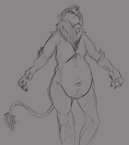 anthro belly claws fur male mane narrowed_eyes navel nude overweight overweight_anthro overweight_male slightly_chubby slightly_chubby_anthro slightly_chubby_male snarling solo standing tail tail_tuft tuft scudmum disney the_lion_king scar_(the_lion_king) felid lion mammal pantherine 2024 sketch
