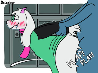 anal anal_penetration anthro blue_body blue_fur blush bodily_fluids clothing cum cum_string drooling duo ejaculation eyewear fur genital_fluids glasses locker_room male male/male penetration robe saliva scarf sex slightly_chubby white_body white_fur december_dreams deltarune undertale_(series) ralsei 4:3 hi_res