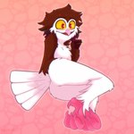 anthro avery_(nukeleer) avian_feet beak big_butt blush brown_body butt feathered_wings feathers featureless_crotch feet female looking_at_viewer nude null open_mouth pink_feet pink_talons red_eyes simple_background smile solo tail tail_feathers talons toes white_body wings yellow_eyes solarlewds avian bird 1:1 digital_media_(artwork) hi_res