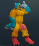 anthro balls beak foreskin genitals humanoid_genitalia humanoid_penis male muscular non-mammal_balls pecs penis solo yellow_body snaftfc animal_crossing nintendo keaton_(animal_crossing) avian bird parrot 5:6 absurd_res hi_res