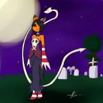 ambiguous_gender anthro cemetery cosplay duo female feral solo_focus fallenfolf mythology skullgirls squigly xeila canid canine canis dragon fox hybrid mammal mythological_creature mythological_scalie reptile scalie snake wolf 1:1 2014 absurd_res hi_res