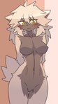 anthro big_breasts breasts embarrassed featureless_breasts featureless_crotch female fur nude solo standing tan_body tan_fur yellow_eyes kiukiu listening_beast(kiukiu) felid mammal hi_res