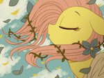 cloud day eyes_closed female flower hair leaf long_hair pink_hair plant solo umeguru friendship_is_magic hasbro my_little_pony fluttershy_(mlp) equid equine horse mammal pony 2014 4:3