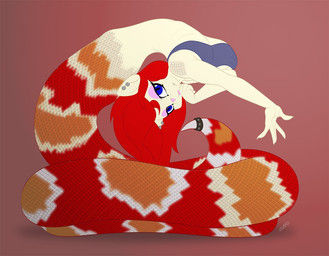 anthro apode legless serpentine solo split_form miniferu fan_character domestic_cat draconcopode felid feline felis hybrid lamia mammal reptile scalie snake tagme