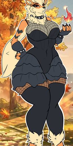 adopts alternative_fashion anthro auction big_breasts bottomwear breasts claws clothing collar corset dress ear_piercing ear_ring female fishnet_clothing fishnet_topwear fluffy fluffy_ears fluffy_fur fluffy_tail footwear fur fur_markings gloves goth handwear high_heels leggings legwear leotard lingerie looking_at_viewer mane markings neck_tuft paws piercing pose ring ring_piercing shoes skirt solo spiked_collar spikes tail thick_tail thick_thighs thigh_highs topwear tuft wide_hips james_andromeda nintendo pokemon arcanine canid canine canis generation_1_pokemon mammal pokemon_(species) wolf absurd_res hi_res pinup