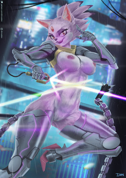 anthro areola armor big_breasts black_nose breasts cybernetics eyelashes female forehead_gem front_view fur gem genitals holding_melee_weapon holding_object holding_sword holding_weapon inner_ear_fluff laser_sword lightsaber looking_at_viewer machine melee_weapon navel nipples open_mouth open_smile pink_areola pink_nipples purple_body purple_fur purple_lightsaber smile solo sword tuft unconvincing_armor vulva weapon white_body white_fur yellow_eyes dhmoldon sega sonic_and_the_black_knight sonic_storybook_series sonic_the_hedgehog_(series) star_wars blaze_the_cat sir_percival_(sonic_and_the_black_knight) cyborg domestic_cat felid feline felis mammal