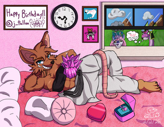 abs angry anthro bandeau bed bedroom blue_eyes bodily_fluids breasts brown_body brown_fur cheek_tuft cleavage clothed clothing cross-popping_vein facial_tuft female feral fur furniture group hand_on_cheek hand_on_side heart_box looking_through looking_through_window lying lying_on_bed martial_arts_uniform muscular muscular_female on_bed on_side pillow profanity rat_tail ring smile smiling_at_viewer snout sportswear tail tears text topwear trio tuft window go-two rivals_of_aether absa elliana etalus olympia_(rivals_of_aether) bear bovid caprine goat mammal murid murine polar_bear rat reptile rodent scalie snake ursine absurd_res english_text hi_res