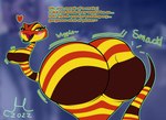 big_breasts big_butt breasts busty_feral butt butt_slap dialogue featureless_breasts female feral heart_symbol non-mammal_breasts slap solo sound_effects hatty_ya_ku koati_(film) zaina_(koati) coral_snake elapid_(snake) reptile scalie snake 2022 hi_res