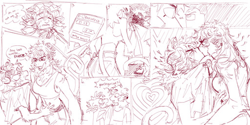 anthro bottomwear bra breasts bridge_piercing caressing cellphone clothed clothing denim denim_bottomwear denim_clothing dialogue duo ear_piercing electronics emoticon eyebrows facial_piercing female female_anthro fingernails fur heart_symbol horn humanoid_hands jeans kissing larger_female male male_anthro nails nose_piercing numbered_sequence open_mouth pants phone piercing prehensile_tail romantic shirt shirt_grab size_difference smaller_male smartphone snout speech_bubble sports_bra t-shirt tail text topwear underwear coolranchdoritoes_(artist) bovid caprine goat haplorhine mammal monkey primate 2022 absurd_res clip_studio_paint_(artwork) comic digital_drawing_(artwork) digital_media_(artwork) english_text hi_res monochrome red_and_white sketch