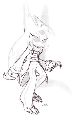 anthro bottomless claws clothed clothing cuffs_(clothing) female finger_claws jacket jacket_only multi_eye solo toe_claws topwear topwear_only toxicko sega sonic_the_hedgehog_(series) evangeline_fate alien black_arms_(sonic) hi_res monochrome