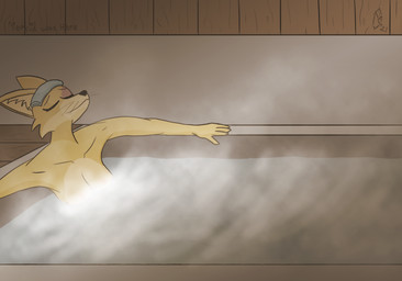 anthro bath bathhouse bathing bathtub breasts censored_breasts cleavage clothed clothing convenient_censorship eye_scar eyes_closed facial_scar female fur graffiti nude relaxing scar simple_background sitting smile solo spread_arms steam steam_censorship tan_body tan_fur text towel towel_on_head water whiskers flawedspirit autumnflower_(game) sierra_(autumnflower) canid canine canis fennec_fox fox mammal true_fox 2021 censored digital_drawing_(artwork) digital_media_(artwork) english_text flat_colors shaded simple_shading