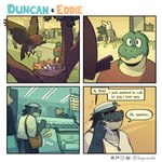 1:1 2023 absurd_res ambiguous_gender ambiguous_species anthro avian beak bird bottomwear bus_stop canid canine cellphone clothed clothing comic crocodile crocodilian crocodylid detailed_background dialogue doginacafe dot_eyes duncan_(doginacafe) duncans_mom_(doginacafe) duo_focus egg electronics emanata english_text feathers female flying four_frame_image fur furgonomics grass groceries grocery_store group hat headgear headwear heart_symbol hi_res inside jewelry lagomorph leporid male mammal mother_(lore) mother_and_child_(lore) mother_and_son_(lore) motion_lines multiple_scenes necklace nest onomatopoeia outside pants parent_(lore) parent_and_child_(lore) parent_and_son_(lore) phone plant purse rabbit reptile road scales scalie shirt shopping_cart sidewalk sign sitting skirt smartphone smile son_(lore) sound_effects standing store teeth term_of_endearment text topwear tree tuft twig url walking wings