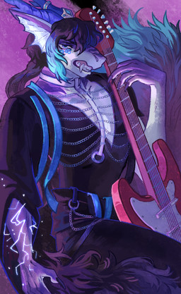 anthro electric_guitar electricity guitar lightning male musical_instrument plucked_string_instrument solo string_instrument ryan1111_(artist) mythology dragon mythological_creature mythological_scalie scalie absurd_res hi_res