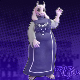 2_horns 3_toes 4_fingers anthro barefoot belly big_breasts breasts claws clothed clothing delta_rune_(emblem) dress eye_bags feet female finger_claws fingers fur gesture horn long_dress long_ears long_sleeve_dress long_sleeves looking_at_viewer loose_sleeves mature_female pattern_background purple_clothing purple_dress purple_robe red_eyes robe simple_background slightly_chubby smile smiling_at_viewer solo symbol tall_female toe_claws toes waving waving_at_viewer white_body white_fur violetv0ids twilightv0ids_(modeler) undertale_(series) toriel boss_monster_(undertale) bovid caprine goat mammal monster 1:1 3d_(artwork) blender_(artwork) blender_cycles_(artwork) digital_media_(artwork) hi_res watermark