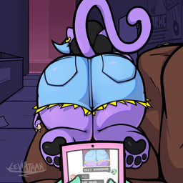 all_fours alley anthro ass_up big_butt butt butt_shot clothed clothing coveralls ear_piercing ear_ring electronics female first_person_view fully_clothed furniture overweight overweight_female pawpads phone piercing prehensile_tail rear_view ring_piercing sofa tail thick_thighs sultryleviathan undertale_(series) bratty_(undertale) catty_cattenheimer felid feline mammal 1:1 absurd_res hi_res
