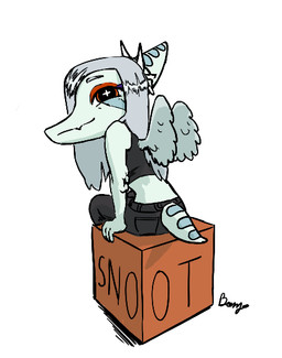anthro blue_body chibi clothed clothing feathered_wings feathers female grey_hair hair long_hair long_snout looking_at_viewer looking_back makeup rear_view simple_background sitting snout solo sparkles sparkling_eyes white_background wings orange_bongo cavemanon_studios goodbye_volcano_high ko_op_(game_developer) snoot_game fang_(gvh) prehistoric_species pterosaur reptile scalie digital_media_(artwork)