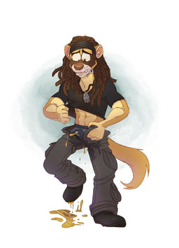 accessory anthro biped bodily_fluids bottomwear brown_body brown_eyes brown_fur brown_hair brown_nose clothed clothing clothing_lift dreadlocks embarrassed footwear front_view fur genital_fluids hair headband inner_ear_fluff jewelry male multicolored_body multicolored_fur necklace open_bottomwear open_clothing open_pants pants peeing shirt shirt_lift shoes simple_background solo standing tan_body tan_fur tongue tongue_out topwear tuft underwear urine urine_pool wetting white_background white_body white_fur boombox_(artist) mammal mustelid musteline true_musteline weasel 2015 digital_media_(artwork) hi_res
