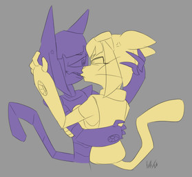 angry angry_kiss angry_sex anthro bite biting_lip breast_squish breasts competition cross-popping_vein duo female female/female hand_on_back hand_on_head hug kissing sex sexual_competition sexual_fight squish teeth komissar_bav gameoverse glitch_productions kit_bodega malice_(gameoverse) domestic_cat felid feline felis mammal robot_anthro 2026 hi_res monochrome