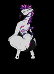 anthro big_butt black_sclera butt crouching ear_piercing female fur hair long_tongue looking_at_viewer mane multicolored_hair piercing raised_tail rear_view solo tail thick_thighs tongue tongue_out frostedscales broly_culo the_nature_of_predators alien mammal sulean_(the_nature_of_predators) alpha_channel meme