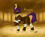 dark_body egyptian female feral glistening glistening_body gold_(metal) hair looking_at_viewer purple_hair quadruped raised_leg royalty solo serth hasbro my_little_pony equid equine horse mammal pony hi_res