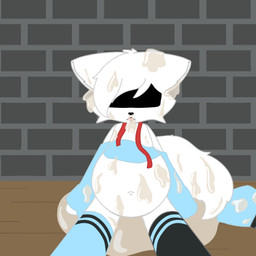 abdominal_bulge anthro bodily_fluids cum cum_in_ear cum_in_mouth cum_inflation cum_inside cum_load fainted femboy forced genital_fluids group inflation male male/male rape sex young young_anthro young_male kyopikoto kyopikoto_(kyopikoto) canid canine canis mammal wolf 1:1 hi_res