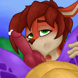 female genitals heart_eyes heart_symbol knot knot_lick knotted_penis licking looking_at_viewer male male/female oral penis sex tongue magnificent-arsehole activision mythology spyro_the_dragon elora spyro dragon faun_(spyro) mammal mythological_creature mythological_scalie scalie hi_res