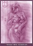 anthro breasts covering covering_self female genitals looking_at_viewer nude one_eye_closed pregnant pussy simple_background solo text grrrwolf badger mammal mustelid musteline 2016 sketch url