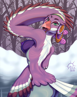 anthro areola beak breasts ear_piercing ear_ring feathers female green_eyes headdress hot_spring nipples nude open_mouth open_smile piercing plant pupils purple_areola purple_body purple_feathers purple_nipples ring_piercing side_boob slit_pupils smile snow solo tree water white_body white_feathers wings sacrificabominat breath_of_the_wild nintendo tears_of_the_kingdom the_legend_of_zelda saki_(tloz) avian rito hi_res