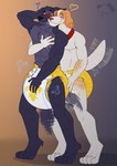 anthro baby_powder clean_diaper clothed clothing collar diaper diaper_only duo male male/male tail tail_motion tailwag topless wearing_diaper bigbearbruno belfort_and_lupin belfort_(belfort_and_lupin) lupin_(belfort_and_lupin) versailles bird_dog canid canine canis domestic_dog hunting_dog mammal spaniel wolf hi_res