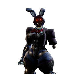 4_fingers abs anthro big_breasts black_clothing black_legwear black_leotard black_thigh_highs blue_body bow_tie breasts cleavage clothed clothing crossgender endoskeleton female fingerless_(marking) fingers glistening_leotard glowing glowing_eyes jacket lace_thigh_highs legwear leotard looking_at_viewer machine missing_arm mtf_crossgender muscular muscular_anthro muscular_female open_clothing open_jacket open_topwear purple_clothing purple_jacket purple_topwear red_bow_tie red_eyes simple_background solo standing thick_thighs thigh_highs topwear white_background wide_hips atumalaca atumalaca_(modeler) five_nights_at_freddy's five_nights_at_freddy's_2 scottgames withered_bonnie_(fnaf) animatronic lagomorph leporid mammal rabbit robot robot_anthro 2025 3d_(artwork) digital_media_(artwork) hi_res