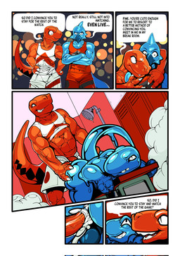 abs after_transformation anal anal_penetration anthro beak biceps blue_body bodily_fluids bottomwear clothed clothing cum cum_in_ass cum_inside dialogue duo ejaculation genital_fluids genitals locker_room looking_pleasured lowered_shorts lying male male/male nude on_front penetration penis raised_clothing raised_shirt raised_tank_top raised_topwear red_body sex shirt shorts species_transformation speech_bubble standing steam tail tank_top teasing teeth text topwear transformation transformation_through_sex uniform vein veiny_penis water water_body bogexplosion european_mythology greek_mythology mythology nba toronto_raptors luuklook toronto_raptor avian dinosaur dromaeosaurid elemental_creature mythological_avian mythological_bird mythological_creature mythological_firebird phoenix prehistoric_species reptile saurischian scalie theropod velociraptor water_creature water_phoenix comic english_text hi_res sequence