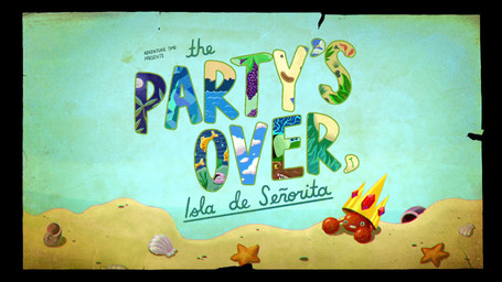 ambiguous_gender beach brown_body brown_fur clothing cloud cloudy_sky crown detailed_background feral food fruit fur grape hat headgear headwear ice leaf lips moon plant red_body sand seashell shell sky teeth text title title_card toony water michael_deforge adventure_time cartoon_network island_lady party_god aquatic arthropod asterozoan bivalve canid canine canis clam crab crustacean decapod echinoderm fish human malacostracan mammal mollusk starfish wolf 16:9 digital_media_(artwork) english_text hi_res official_art spanish_text widescreen