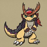 anthro armor claws fur green_eyes headgear helmet laminar_armor samurai solo standing tail warrior yellow_body yellow_fur owlscribbles bandai_namco digimon mythology digimon_(species) dragon furred_dragon furred_scalie mythological_creature mythological_scalie ryudamon scalie 1:1 hi_res