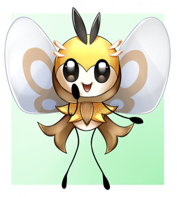 ambiguous_gender antennae_(anatomy) blue_background border insect_wings lepidopteran_wings open_mouth open_smile rosy_cheeks scarf simple_background smile solo stick_calves stick_legs stick_thighs thin_calves thin_legs thin_thighs white_body white_border wings yellow_body sweetochii nintendo pokemon arthropod generation_7_pokemon insect pokemon_(species) ribombee 2016 hi_res