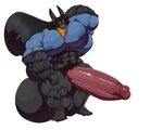 5_fingers 5_toes anthro balls big_balls big_muscles big_penis black_body black_fur black_hair bodily_fluids bottomless clothed clothing drooling erection feet fingers fur genitals hair hand_behind_head huge_balls huge_muscles huge_penis hyper hyper_balls hyper_genitalia hyper_muscles hyper_penis kerchief looking_at_viewer male melanistic muscular muscular_anthro muscular_male neckerchief neckwear nipples open_mouth orange_kerchief orange_neckerchief penis saliva shirt simple_background solo toes tongue tongue_out topwear white_background bobert vincent_(bobert) mammal rodent sciurid tree_squirrel 2020 5:4