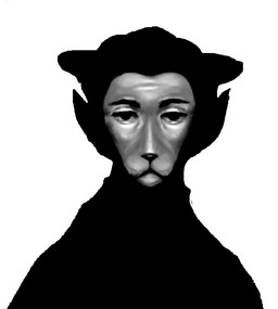anthro black_body ears_up eyebrows grey_body grey_face grey_skin looking_at_viewer male simple_background solo reynard_goodfellow intruder_(mandela_catalogue) monochrome