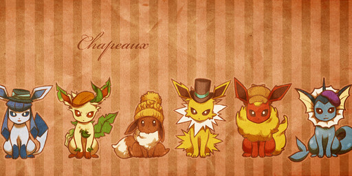 ambiguous_gender beanie beret clothing deerstalker_hat fedora female feral flat_cap group hat headgear headwear male quadruped tail text top_hat cambo_copoca copoca nintendo pokemon canid canine eevee eeveelution espeon flareon generation_1_pokemon generation_2_pokemon generation_4_pokemon glaceon jolteon leafeon mammal pokemon_(species) umbreon vaporeon french_text translated