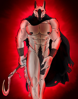 abs anthro big_penis body_hair cape clothing flaccid fur genitals grey_body grey_fur happy_trail male muscular muscular_male pecs penis pubes red_eyes sickle solo vein veiny_penis simonsbathtub dreamworks puss_in_boots_(franchise) death_(puss_in_boots) canid canine canis mammal wolf absurd_res hi_res