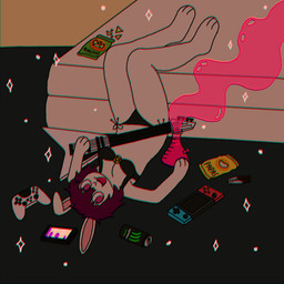 anthro bed bikini black_bikini black_clothing black_swimwear cellphone clothing electric_guitar electronics female furniture guitar hair happy lying musical_instrument phone plucked_string_instrument purple_hair red_eyes snack solo string_instrument swimwear two-piece_swimsuit crischar_foxito nintendo nintendo_switch alexa_(crischar_foxito) lagomorph leporid mammal rabbit 1:1 chromatic_aberration hi_res