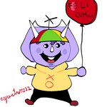 3_horns anthro balloon birthday black_eyes clothing dot_eyes facial_horn female frill_(anatomy) hair happy_birthday hat headgear headwear hoodie horn inflatable multi_horn nose_horn open_mouth open_smile propeller_hat purple_body purple_hair purple_scales scales simple_background smile solo text topwear white_background espectro111222 goodbye_volcano_high trish_(gvh) ceratopsian dinosaur ornithischian prehistoric_species reptile scalie triceratops 1:1 2024 artist_name digital_drawing_(artwork) digital_media_(artwork) hi_res signature translated