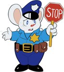 anthro blue_eyes bodily_fluids clothing holding_object holding_sign instruction instruction_on_sign male nervous police police_uniform round_body sign solo stop_sign sweat text traffic_police uniform white_body mangneto mappy mappy_(character) mammal murid murine rat rodent 2013 english_text