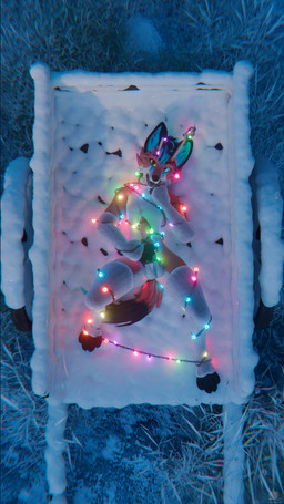 anthro antlers arm_warmers armwear bodily_fluids bound cart christmas_decorations christmas_lights clothing dripping erection genital_fluids genitals holding_penis holidays horn leaking_precum leg_warmers legwear male open_mouth outside penis precum precum_drip public public_nudity snow solo solo_focus wings sanythefox christmas sany_van_fox lagomorph mammal wolpertinger 3d_(artwork) 4k 9:16 absurd_res digital_media_(artwork) hi_res