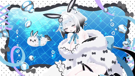 accessory belt black_hair blush bouncing_breasts bow_ribbon breasts bubble choker cleavage clothed clothing duo ear_piercing ear_ring female feral fluffy_clothing frilly garter glistening_thighs grey_eyes hair jewelry lingerie markings mole_(marking) mole_on_breast multicolored_hair necklace piercing rabbit_ears ribbons ring_piercing sea two_tone_hair water white_hair lp8000mao animal_humanoid humanoid lagomorph lagomorph_humanoid leporid_humanoid mammal mammal_humanoid rabbit_humanoid 16:9 2d_animation animated motion_tweening no_sound short_playtime video widescreen