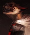 ambiguous_gender fur open_mouth red_eyes smile solo tan_body tan_fur teeth tongue whiskers juliathedragoncat mammal 2017 digital_media_(artwork) hi_res