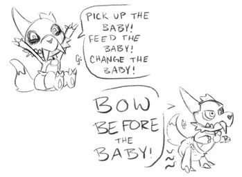 anthro clean_diaper clothed clothing diaper feces male soiled soiled_diaper solo unclean_diaper used_diaper wearing_diaper waitfurgodot disney the_owl_house king_clawthorne titan_(the_owl_house) digital_media_(artwork) monochrome multiple_images sketch