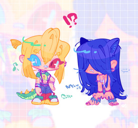 band-aid band-aid_on_face band-aid_on_nose bandage bandage_on_face bandage_on_nose collar duo ear_piercing gauged_ear hair hair_over_eyes heterochromia human_and_animal_ears male multi_ear musical_note musical_symbol piercing spiked_collar spiked_tail spikes spikes_(anatomy) symbol tail takoya_de animal_humanoid cat_humanoid dinosaur_humanoid felid felid_humanoid feline feline_humanoid humanoid mammal mammal_humanoid reptile reptile_humanoid scalie scalie_humanoid hi_res