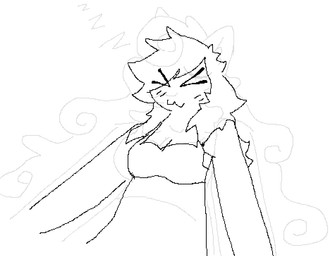 absorption_vore anthro blush bra breasts clothing duo eyes_closed female hair pseudo_hair simple_background sleeping sound_effects underwear vore vowelless vowelless_sound_effect white_background x3 zzz bigsteppies goo_creature human mammal black_and_white monochrome
