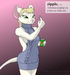 angry anthro beverage_can blonde_hair breasts clothed clothing definition female fur green_eyes hair pink_background side_boob simple_background solo sweater text topwear virgin_killer_sweater whiskers white_body white_fur cybercorn_entropic meme_clothing sniglets cynthia_boggs mammal mouse murid murine rodent 2020 english_text meme