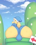 anthro big_butt blush bulge butt clothed clothing eyewear glasses hat headgear headwear looking_at_viewer male open_mouth solo text thick_thighs tongue underwear wide_hips elkomodito komodo89 mario_bros nintendo kamek koopa magikoopa scalie absurd_res digital_media_(artwork) hi_res url